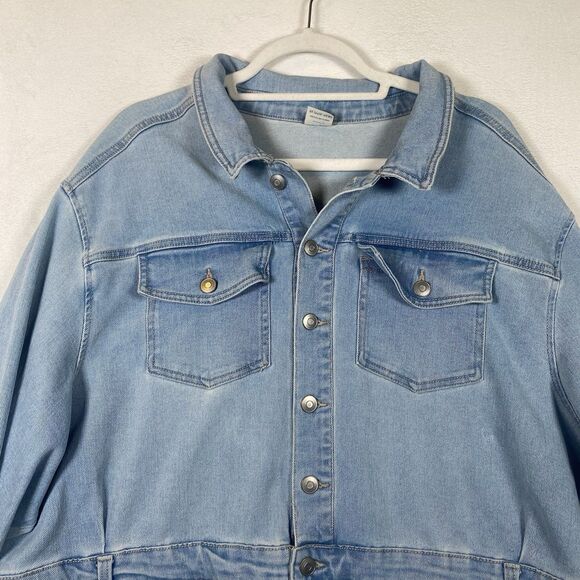 Terra & Sky Women’s Plus Size Blue Denim Shirt Dress Button Front Pockets NWT - Picture 8 of 13